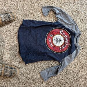 Budweiser Navy & Gray Raglan Graphic Baseball Tee